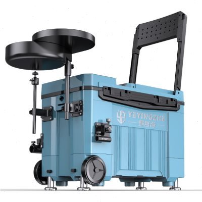 Camper's new 2023 multi-purpose fishing box full of wheeled, over-light bucket fishing gear gear